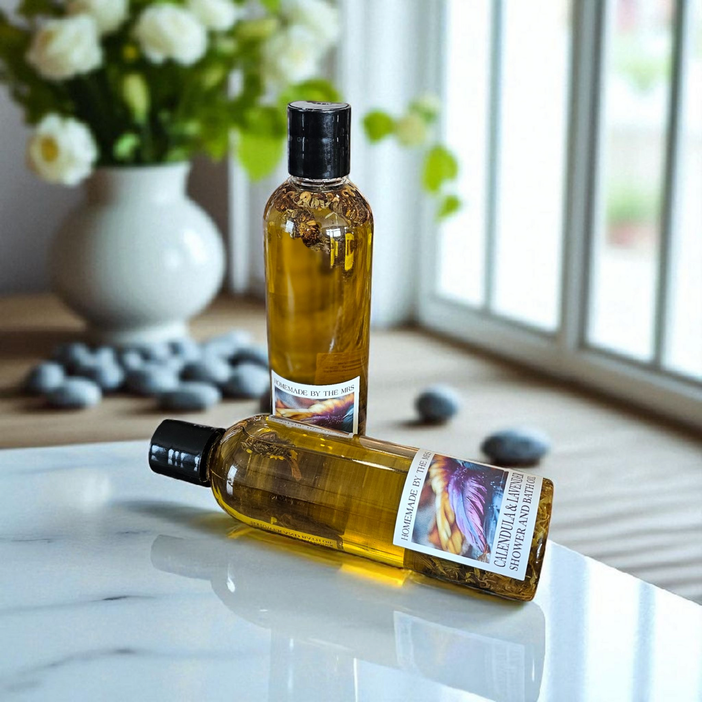 Calendula and Lavender Shower and Bath Oil Moisturizer (8oz) / Huile Hydratante de Douche et de Bain au Calendula et à la Lavande (240 ml)