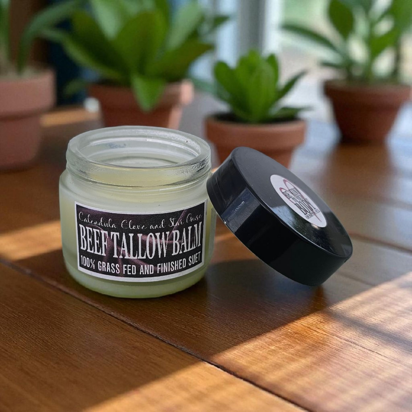 Calendula Clove and Star Anise Facial Suet Beef Tallow Balm/ Baume pour le visage au suif de boeuf, calendula, clou de girofle et anis étoilé