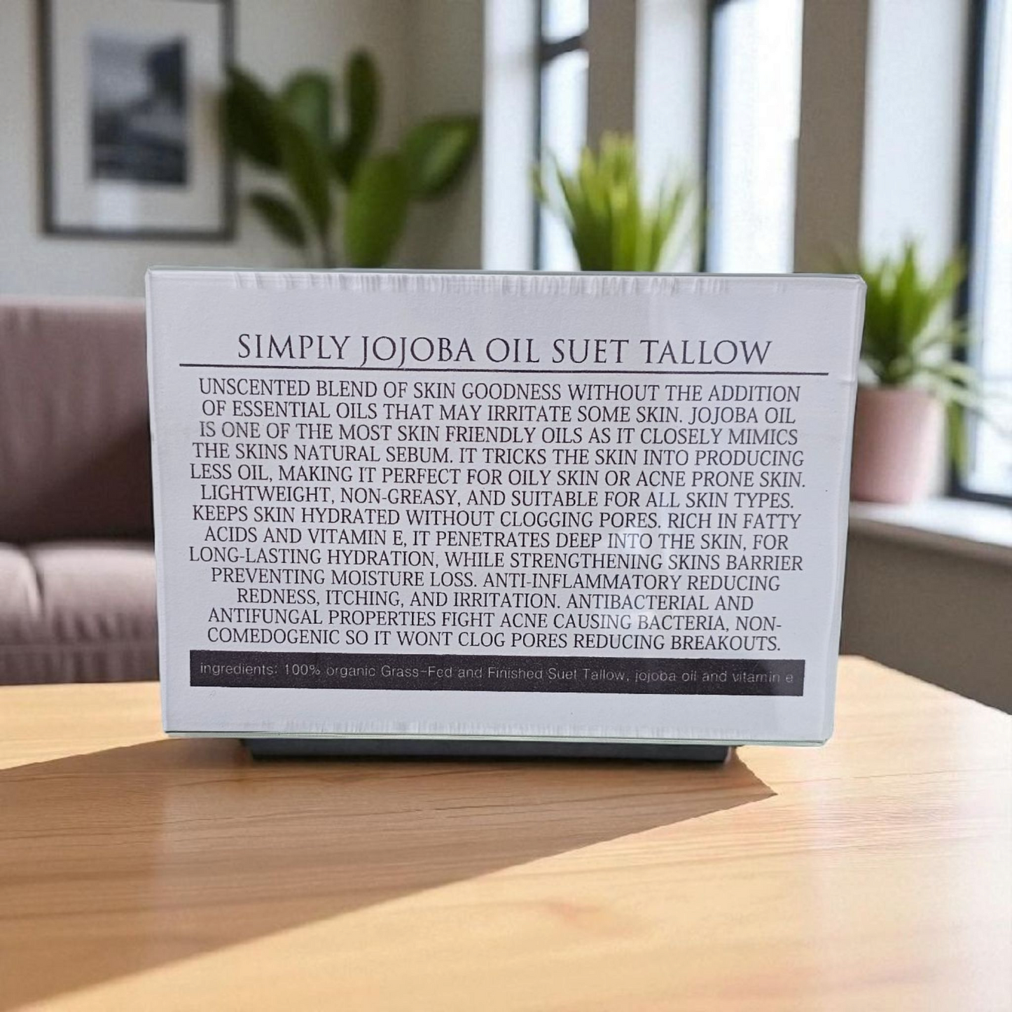 Simply Jojoba Oil Suet Tallow (2oz frosted glass jar)/Suif de Bœuf et Huile de Jojoba Pure (pot en verre givré de 60 ml)