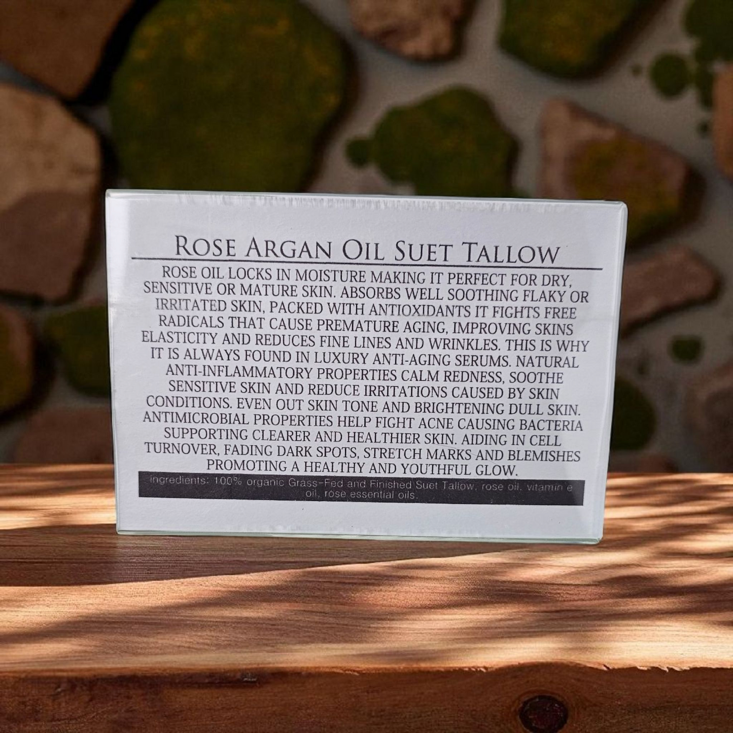 Rose Argan Oil Suet Tallow (2oz frosted glass jar)/Suif de Bœuf à la Rose et à l’Huile d’Argan (pot en verre givré de 60 ml)
