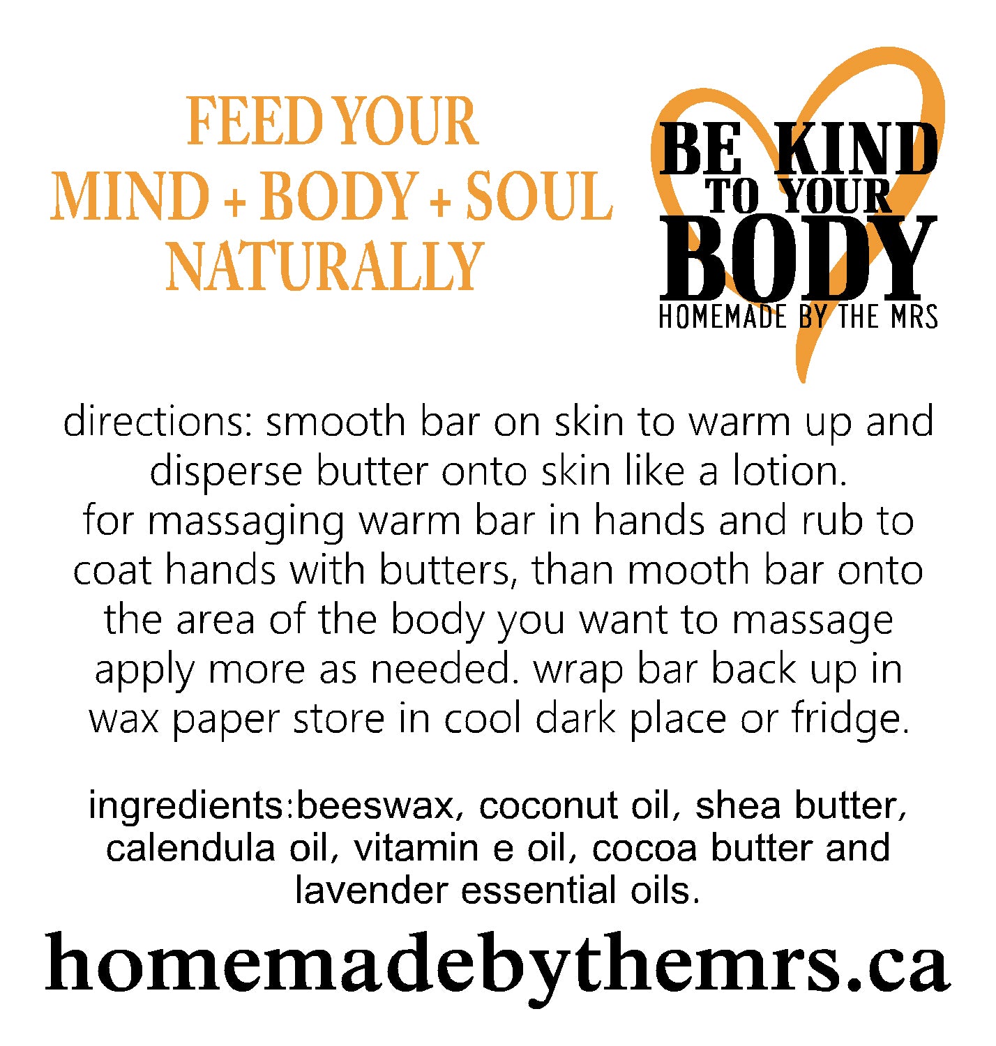Calendula Lotion Massage Bar / Barre de Massage Hydratante au Calendula
