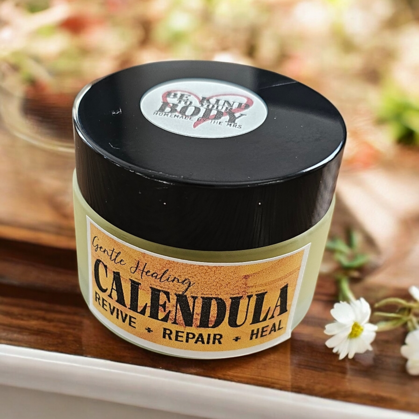Calendula Healing Salves (2oz frosted glass jar) / Baumes réparateurs au calendula (Pot en verre givré de 60 ml)