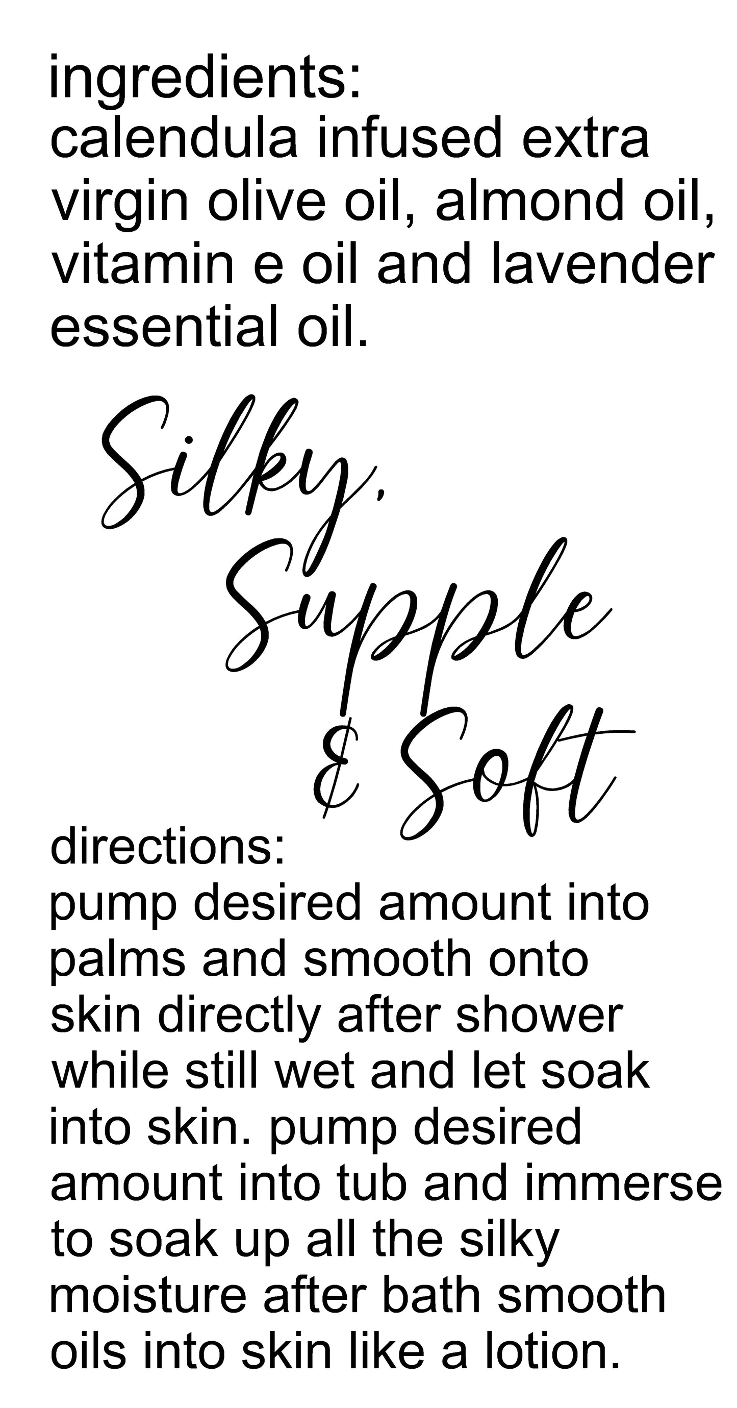 Calendula and Lavender Shower and Bath Oil Moisturizer (8oz) / Huile Hydratante de Douche et de Bain au Calendula et à la Lavande (240 ml)