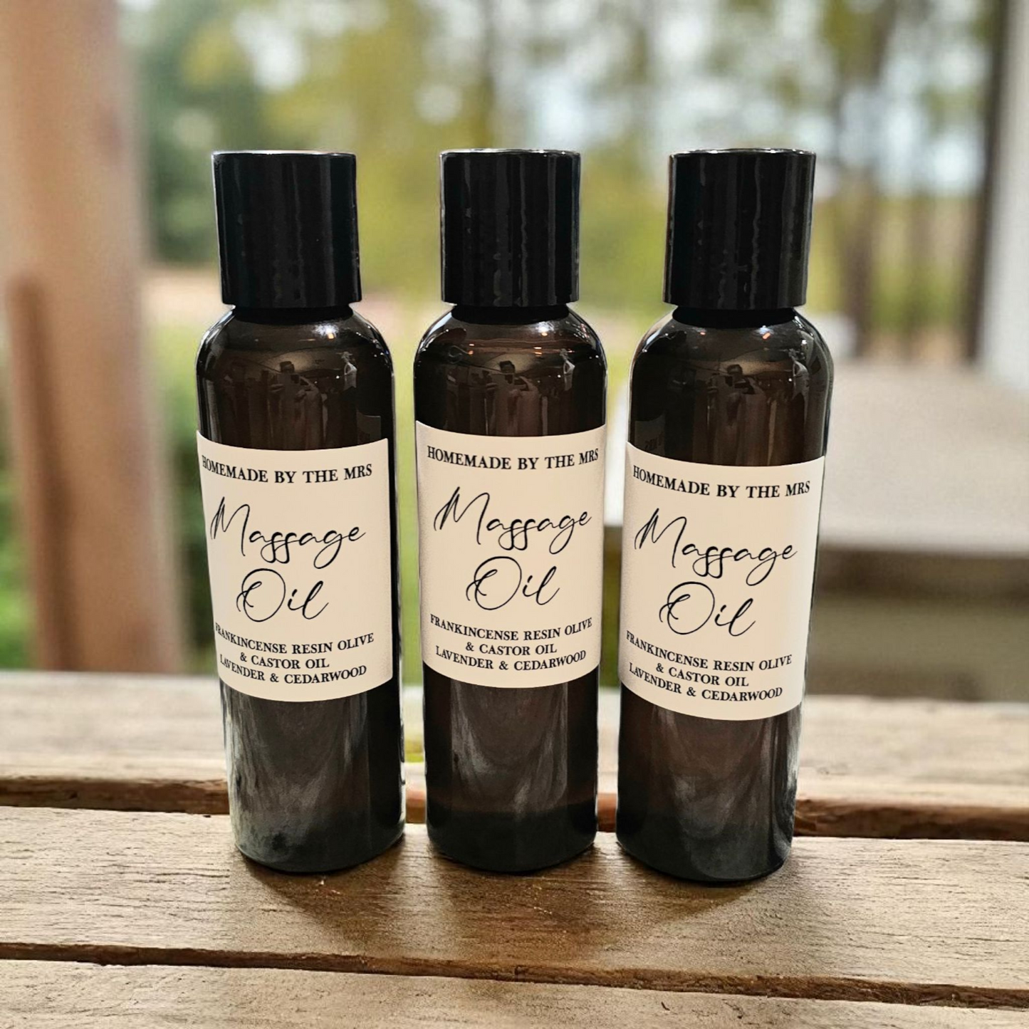 Frankincense Resin & Castor Oil Lavender and Cedarwood Massage Oil (4oz Amber Squeeze Bottle)