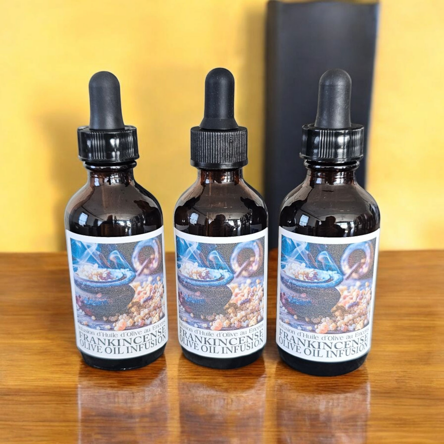 Frankincense Resin Infused Herbal Olive Oil / Huile d'olive aux herbes infusée à la résine d'encens