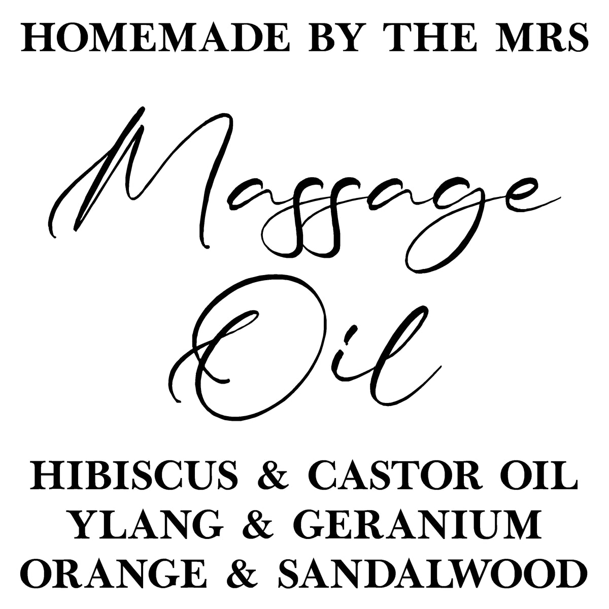 Massage Oil (Hibiscus + Castor Oil Ylang, Geranium, Orange and Sandalwood) 4oz Amber Squeeze Bottle