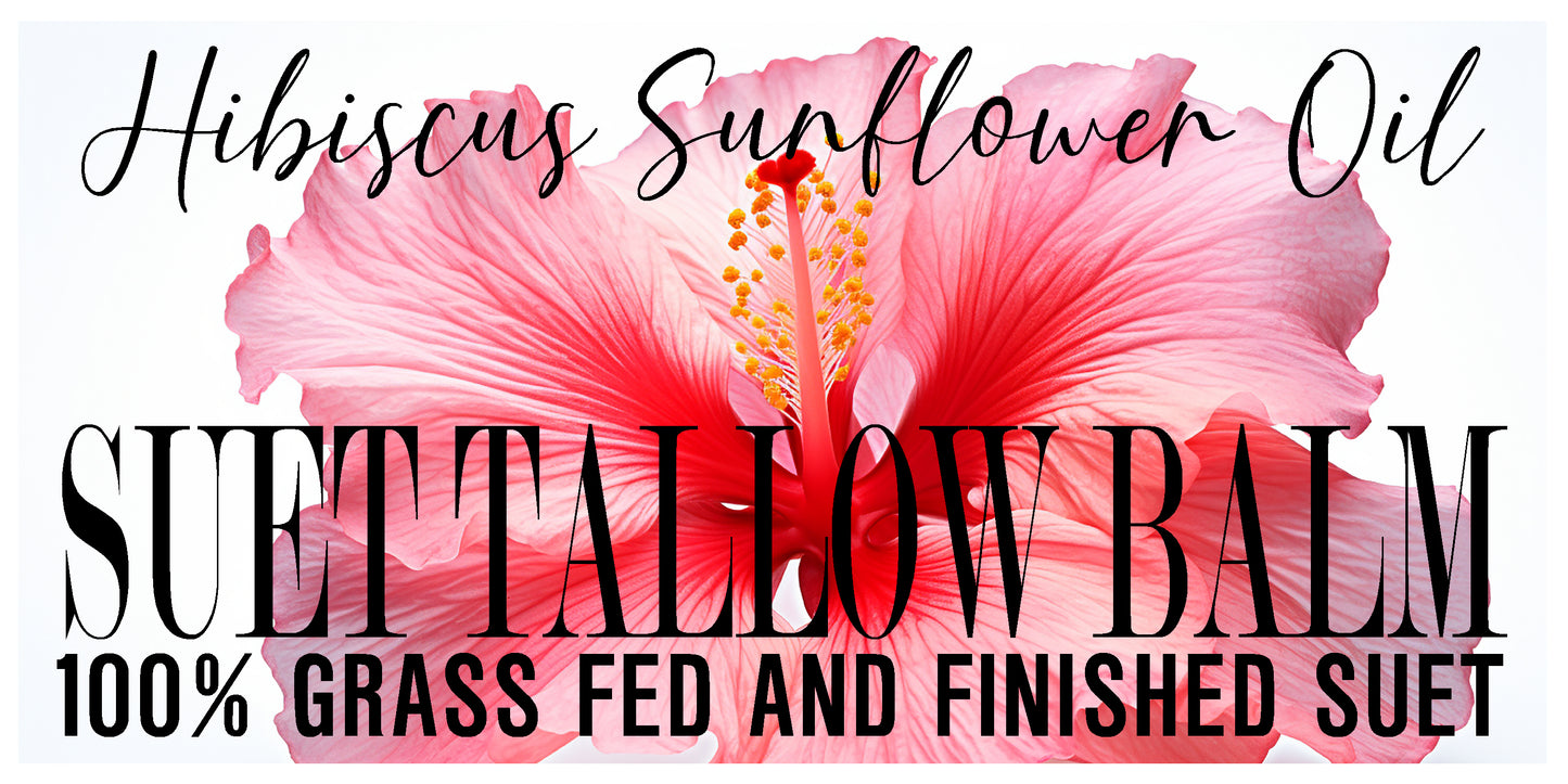 Hibiscus Sunflower Oil Suet Beef Tallow (2oz frosted glass jar)/Suif de Bœuf à l’Hibiscus et à l’Huile de Tournesol (pot en verre givré de 60 ml)
