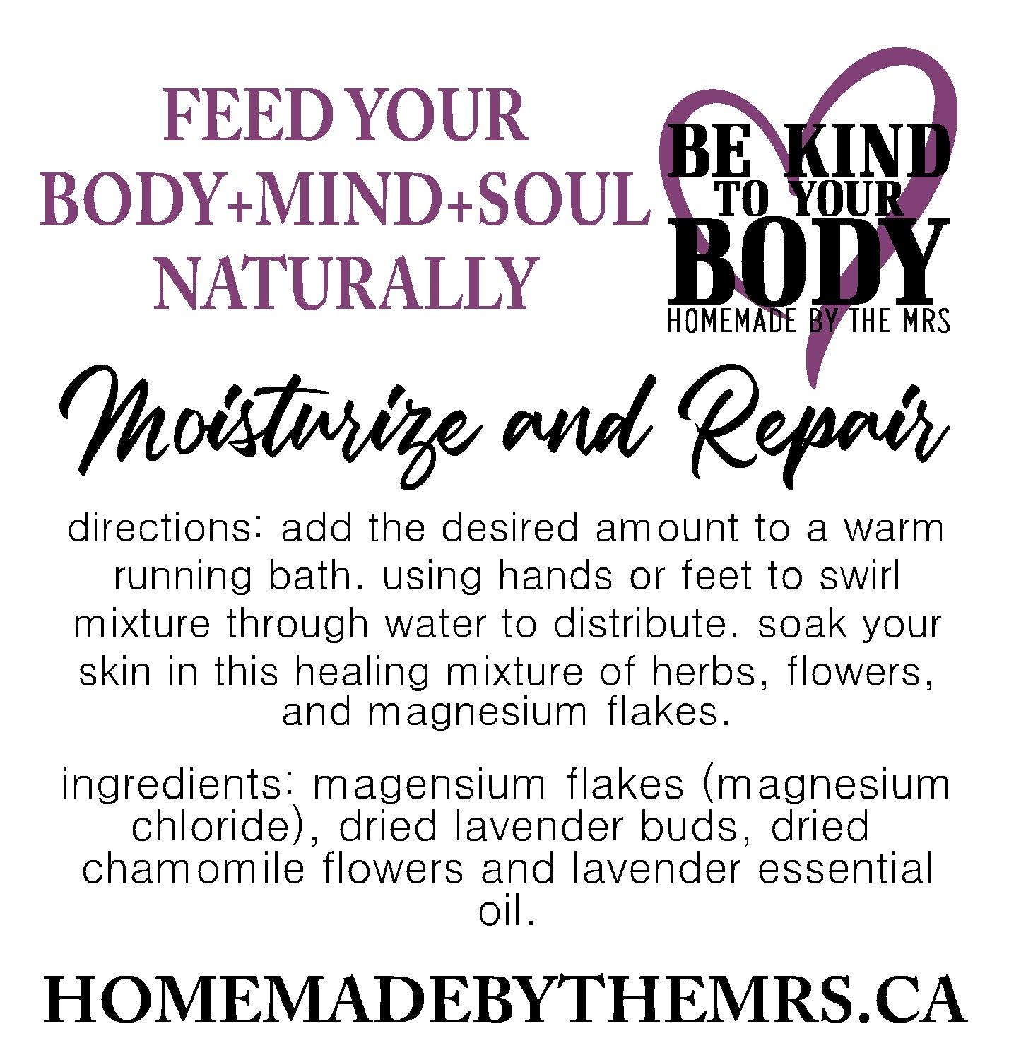 Lavender Chamomile Magnesium Flake Bath Soak (20oz Bag)