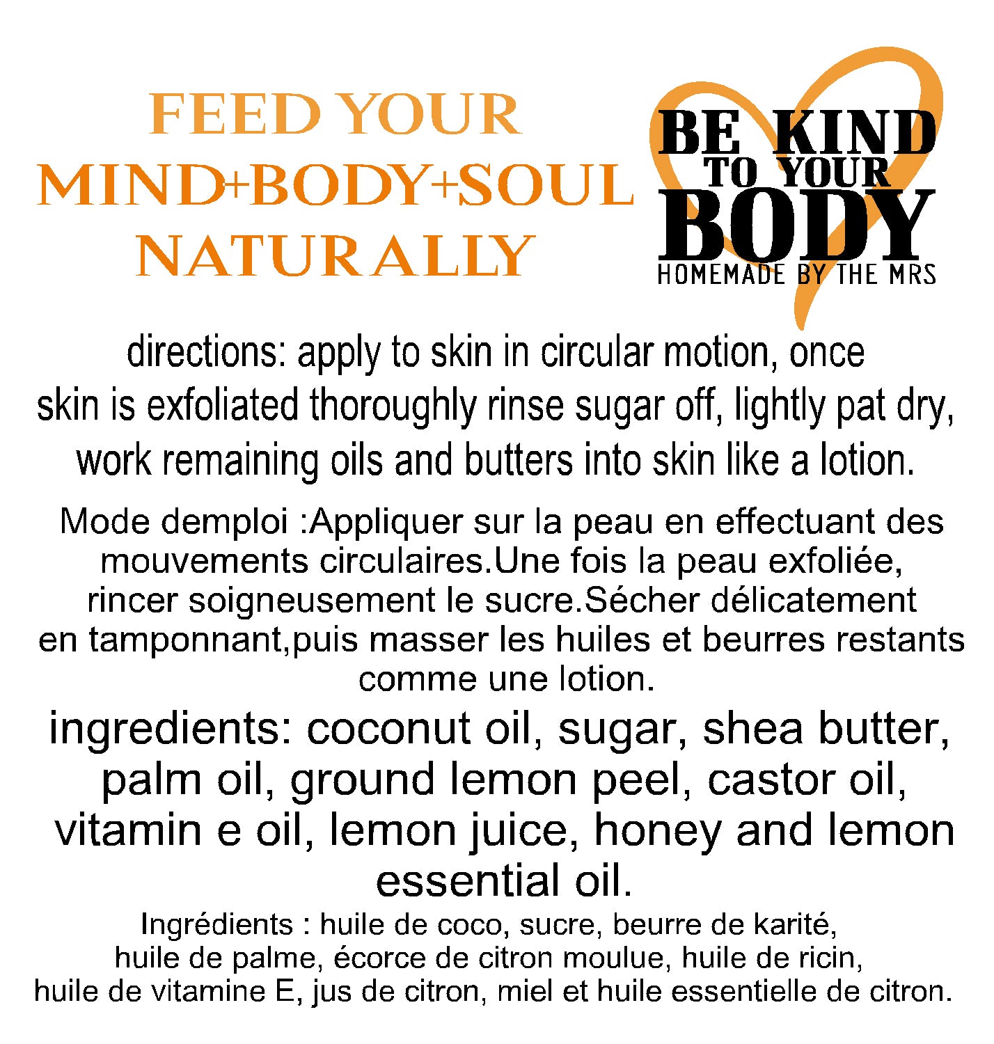 Lemon and Honey Moisture Sugar Scrub Hand and Body/ Gommage au sucre hydratant au citron et au miel pour les mains et le corps