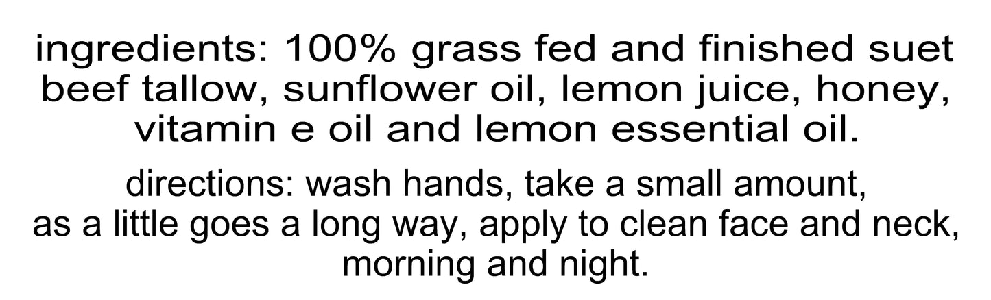 Lemon and Honey Suet Tallow (2oz Frosted Glass Jar)