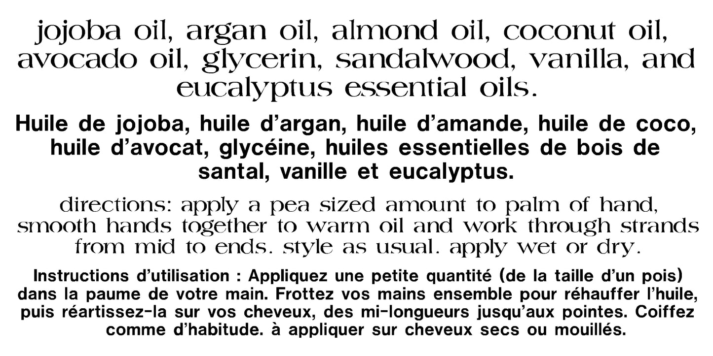 Hydrate Nourishing Hair Oils 75ml / Huiles Capillaires Nourrissantes et Hydratantes – 75ml