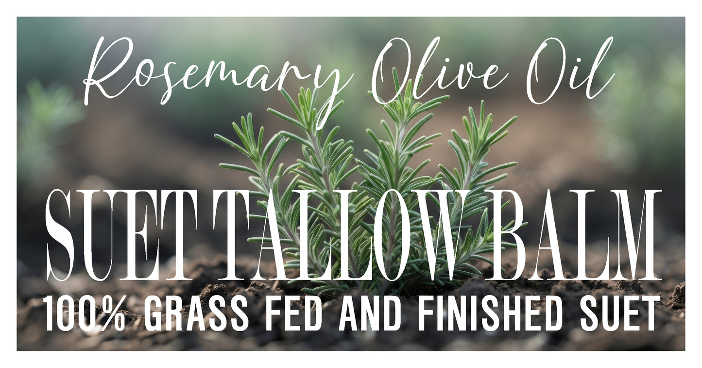 Rosemary Olive Oil Suet Tallow (2oz frosted glass jar)/Suif de Bœuf au Romarin et à l’Huile d’Olive (pot en verre givré de 60 ml)