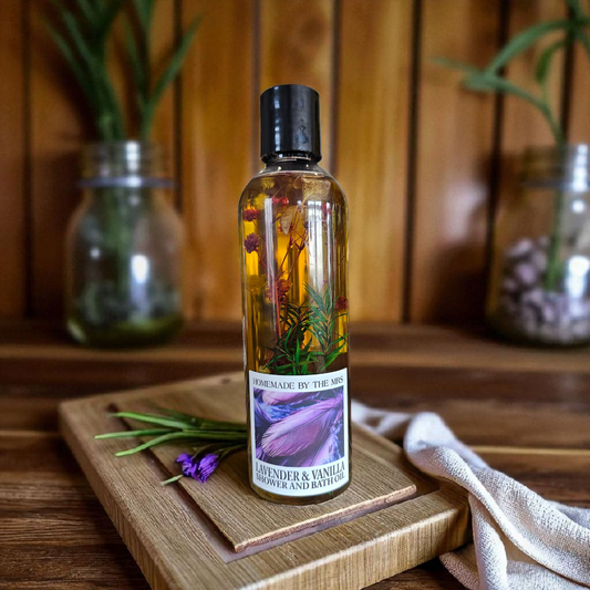 Lavender Vanilla Shower and Bath Oil Moisturizer (8oz) / Huile Hydratante de Douche et de Bain à la Lavande et à la Vanille (240 ml)