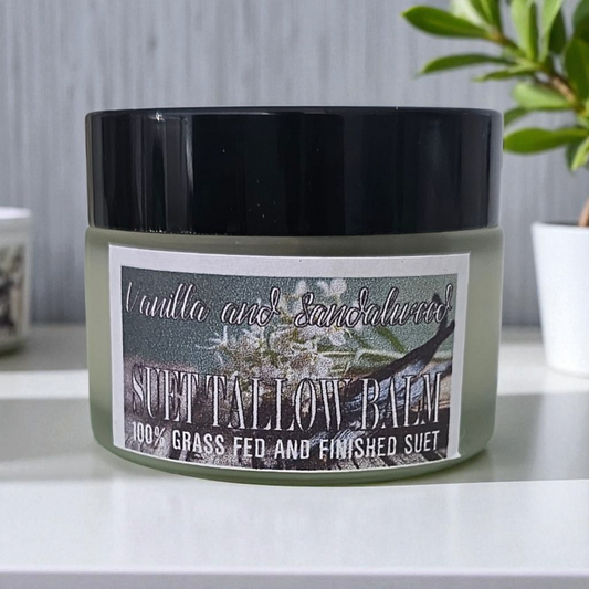 Vanilla Sandalwood Suet Beef Tallow Facial Balm / Baume au Suif de Bœuf, Vanille et Bois de Santal