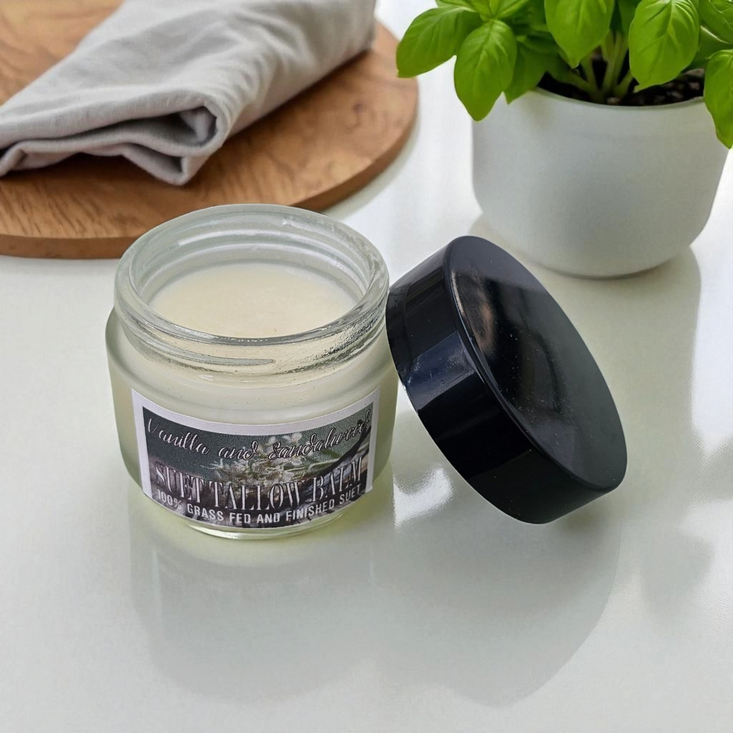 Vanilla Sandalwood Suet Beef Tallow Facial Balm / Baume au Suif de Bœuf, Vanille et Bois de Santal