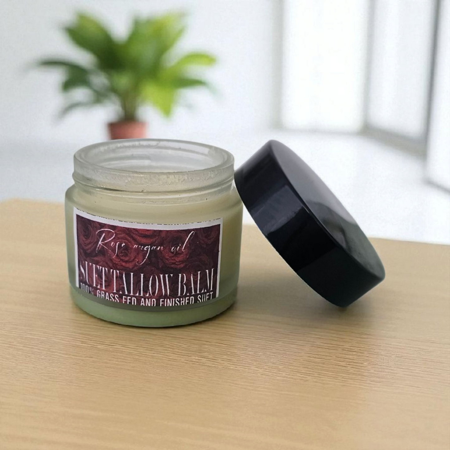 Rose Argan Oil Suet Tallow (2oz frosted glass jar)/Suif de Bœuf à la Rose et à l’Huile d’Argan (pot en verre givré de 60 ml)