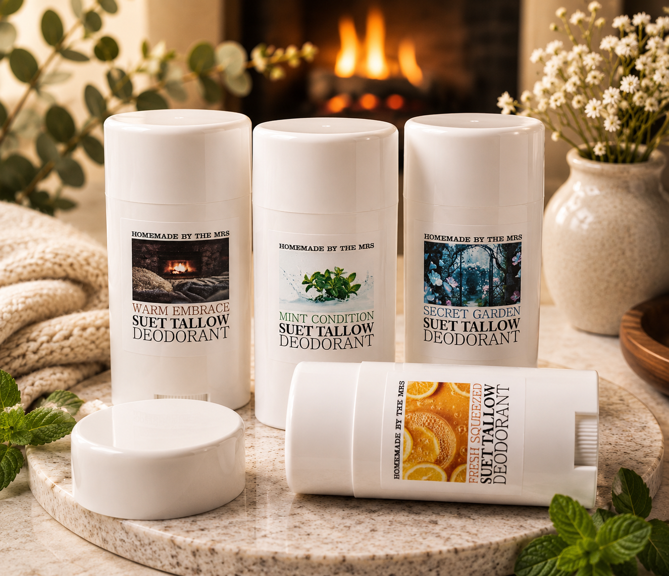 Deodorant Suet Tallow Magnesium (Secret Garden) 2.5oz Plastic Applicator