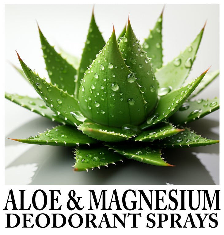 Aloe and Magnesium Hydroxide Deodorant Spray Collection (2oz clear misting spray bottle)
