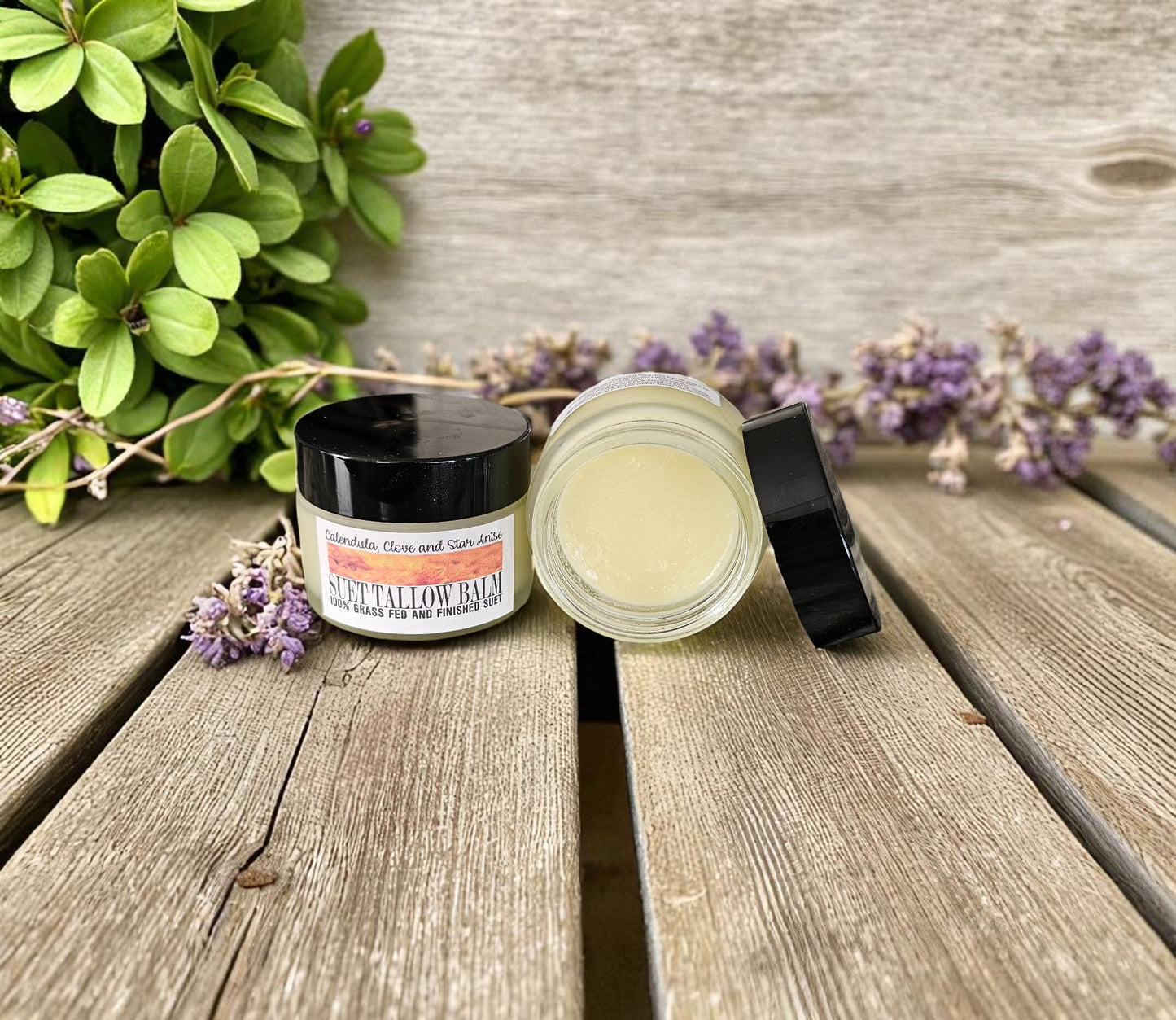 Calendula Clove and Star Anise Facial Suet Tallow Balm (2oz Frosted Glass Jar)