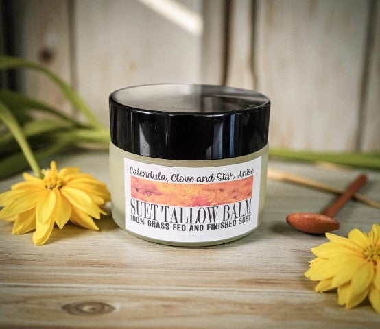 Suet Tallow Facial Balm (2oz Frosted Glass Jar)
