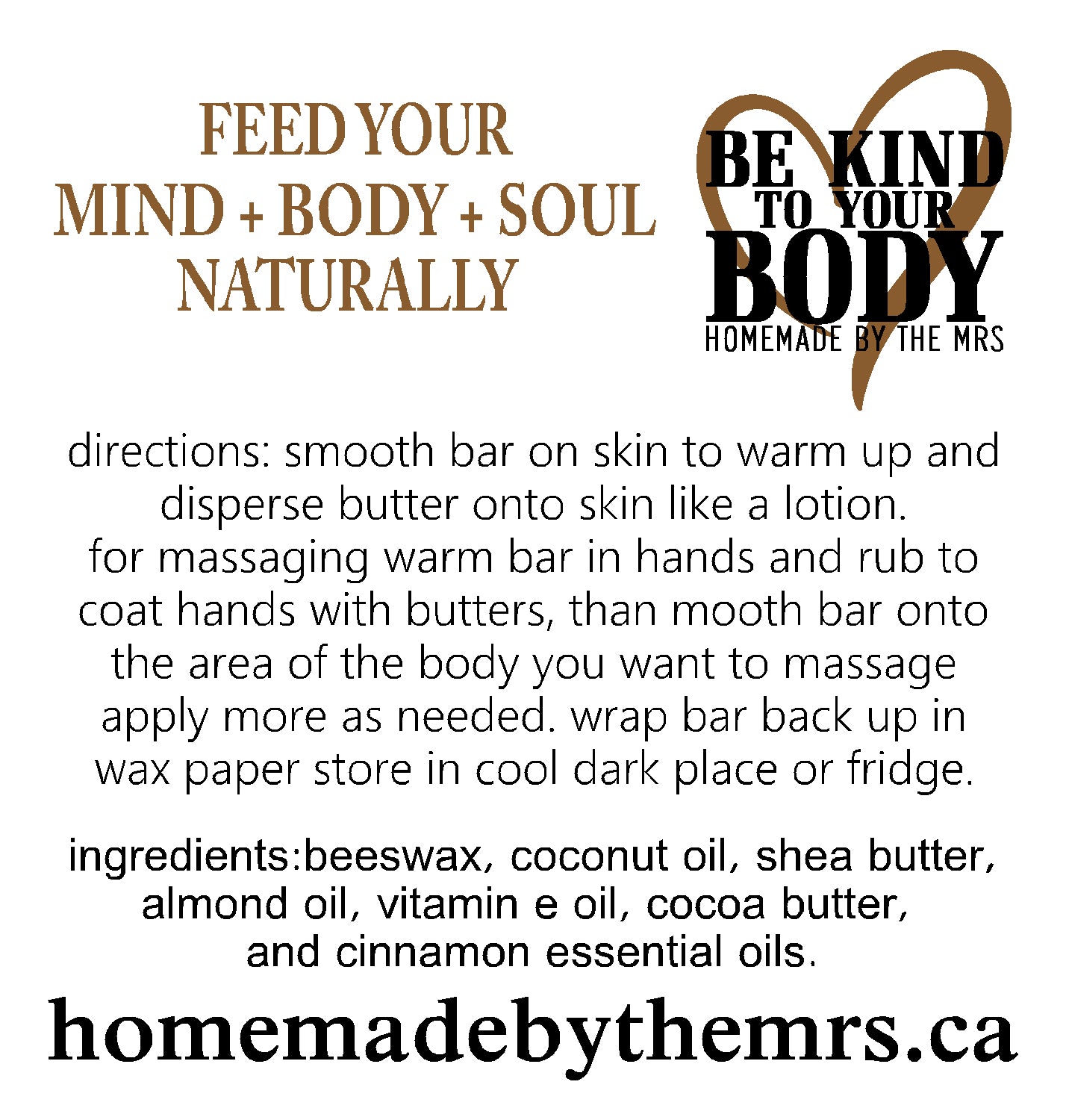 Cinnamon Lotion Massage Bar / Barre de Massage Hydratante à la Cannelle