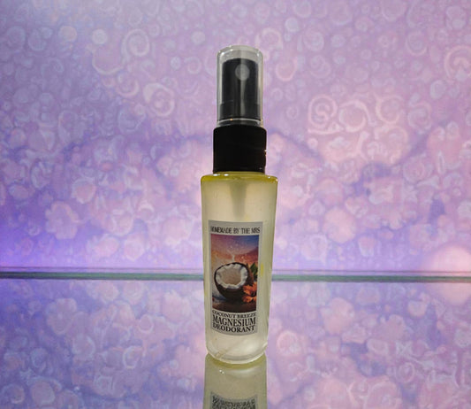 Deodorant Aloe and Magnesium Spray (Coconut Breeze) 2oz clear misting spray bottle