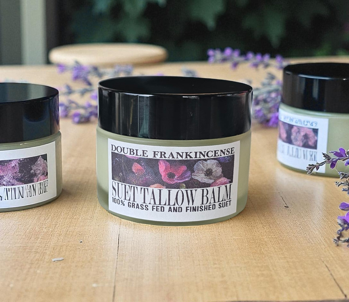 Double Frankincense Suet Tallow Facial Balm (2oz Frosted Glass Jar)