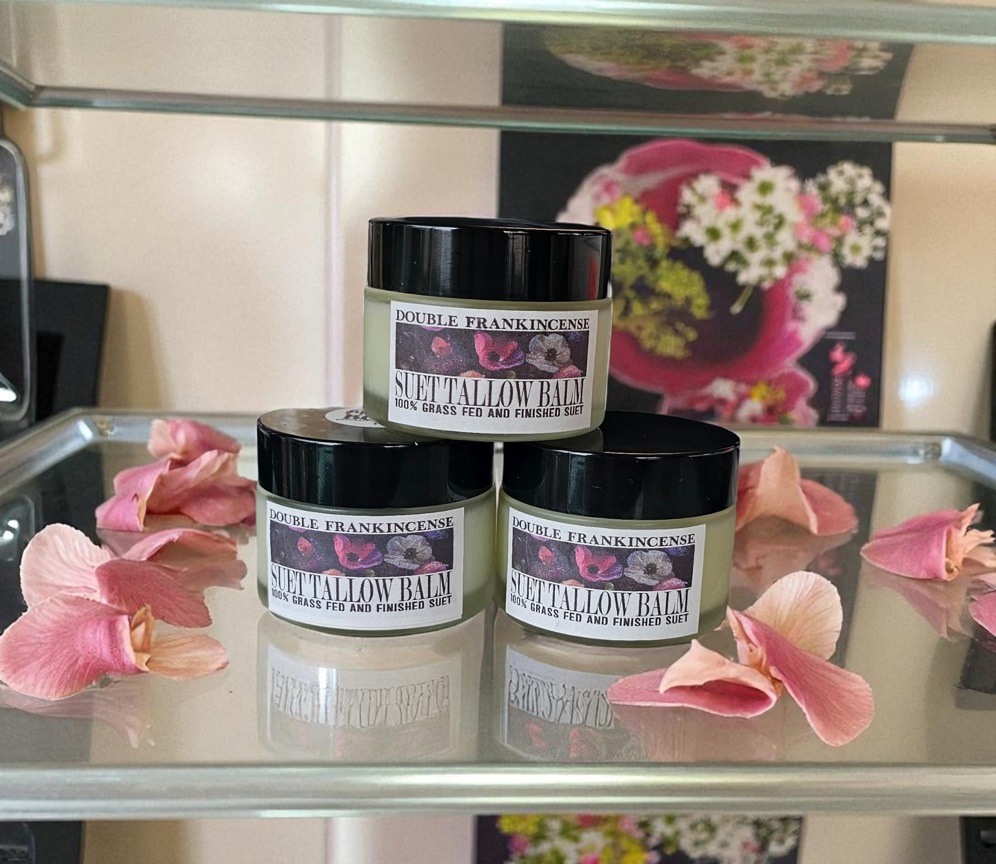 Double Frankincense Suet Tallow Facial Balm (2oz Frosted Glass Jar)