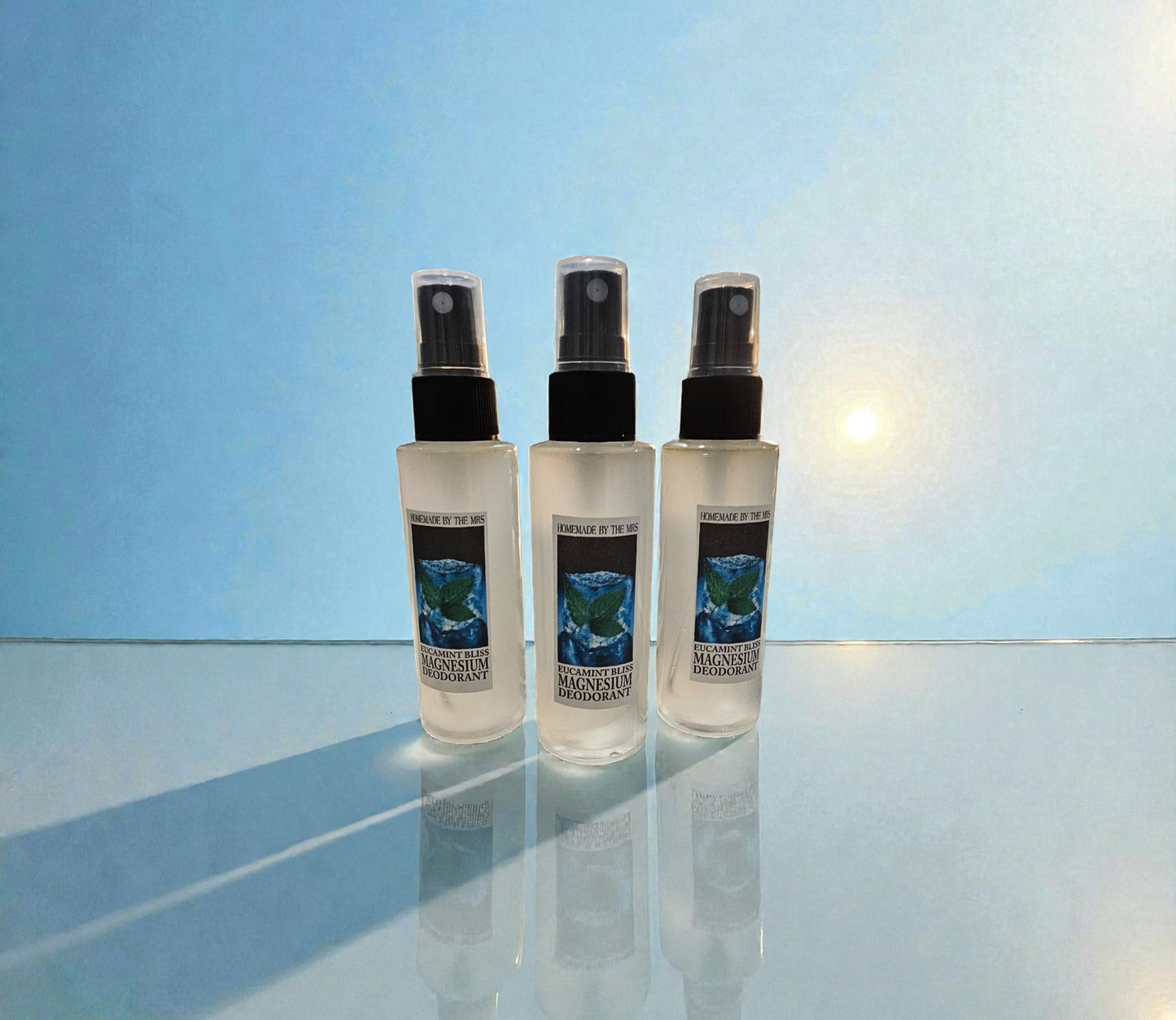Deodorant Aloe and Magnesium Spray (Eucamint Bliss) 2oz clear misting spray bottle