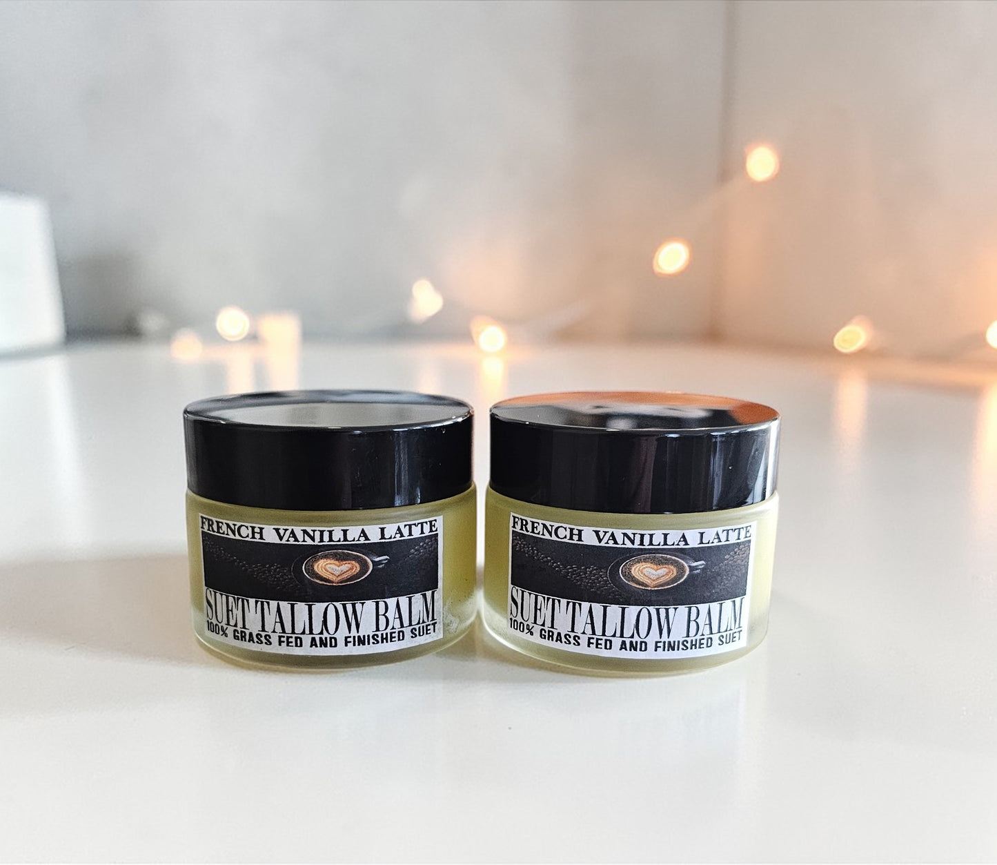 Facial Suet Tallow Balm (French Vanilla Latte) 2oz frosted glass jar