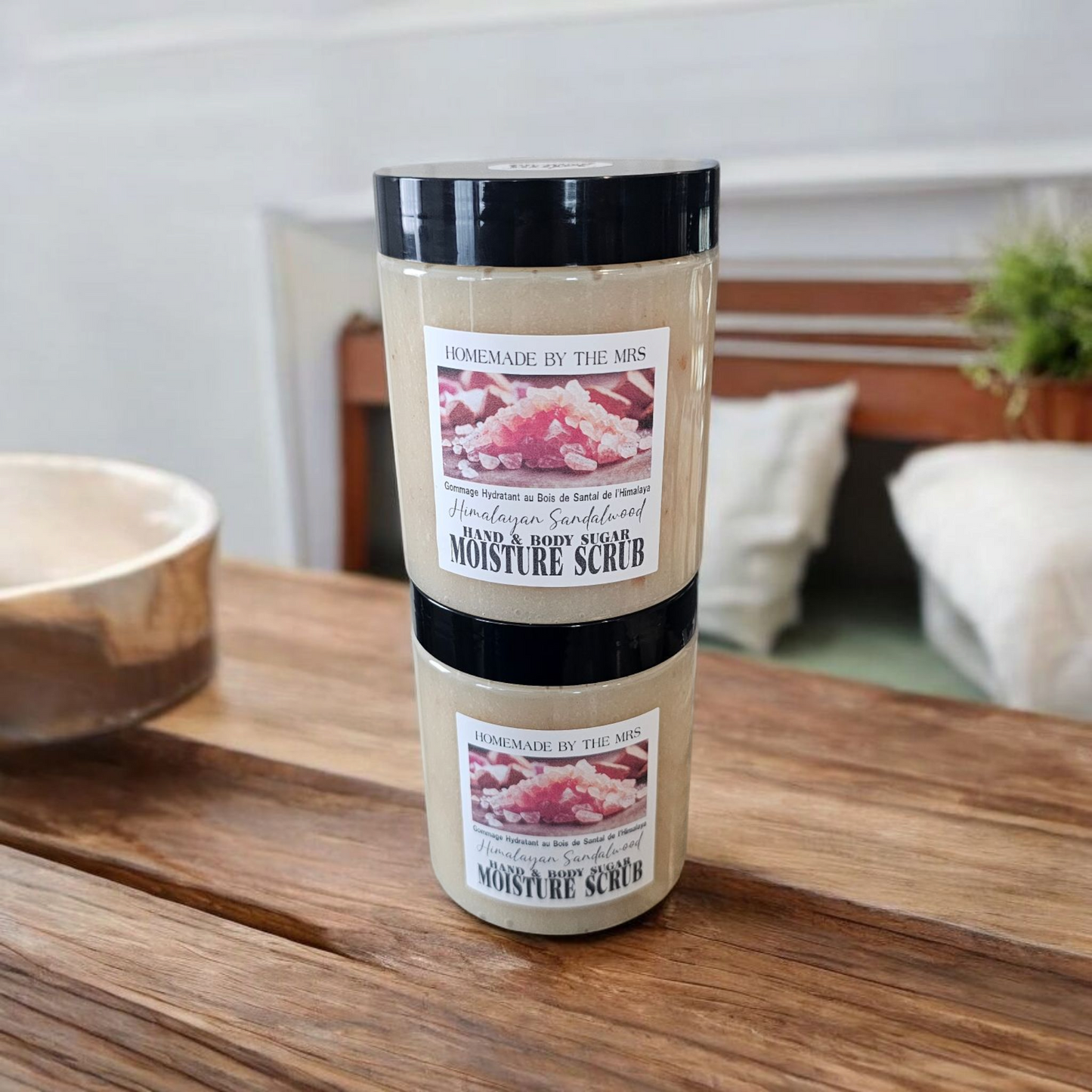 Moisture Sugar Scrub Hand and Body (Himalayan Sandalwood) 8oz Clear Jar