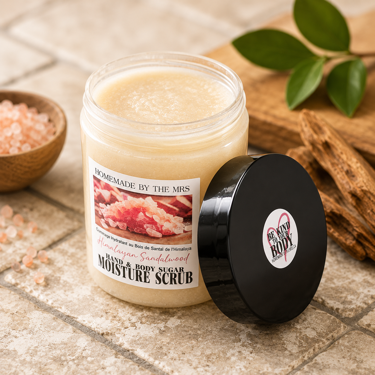 Moisture Sugar Scrub Hand and Body (Himalayan Sandalwood) 8oz Clear Jar