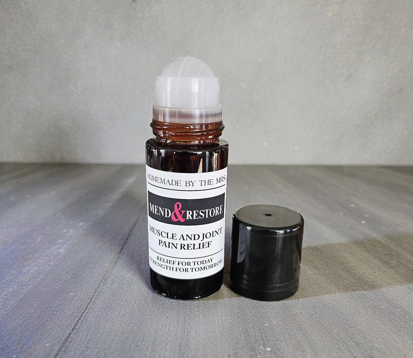 Muscle and Joint Pain Relief (Mend & Restore Oil) 50ml Glass Amber Roller Applicator Bottle