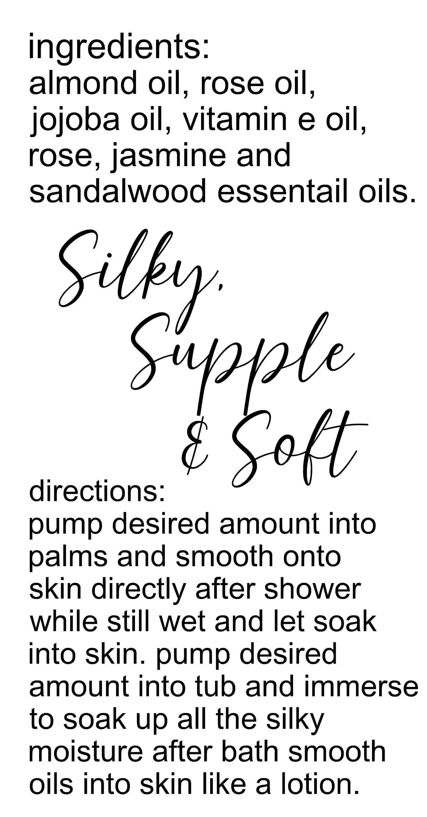 Rose and Jasmine Shower and Bath Oil (8oz) / Huile de douche et de bain à la rose et au jasmin (240 ml)
