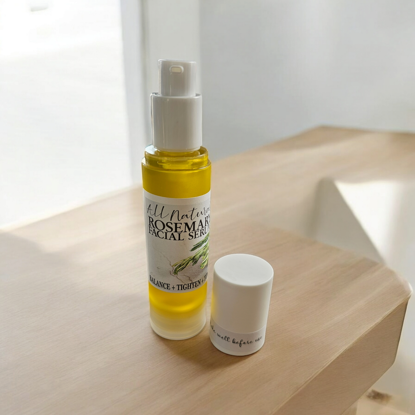 Rosemary Oil Facial Serum 100ml Airless Pump Bottle / Sérum Visage à l'Huile de Romarin – Flacon Airless 100ml