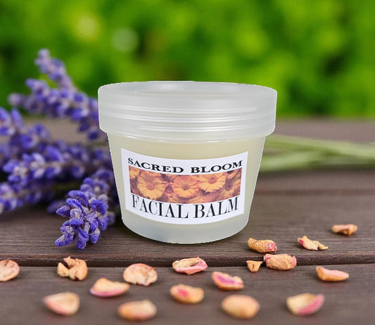 Sacred Bloom Facial Balm (2oz frosted glass jar)