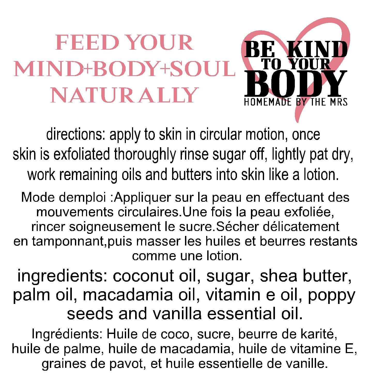 Vanilla Macadamia Moisture Sugar Scrub Hand and Body / Gommage au sucre hydratant à la vanille et macadamia pour les mains et le corps